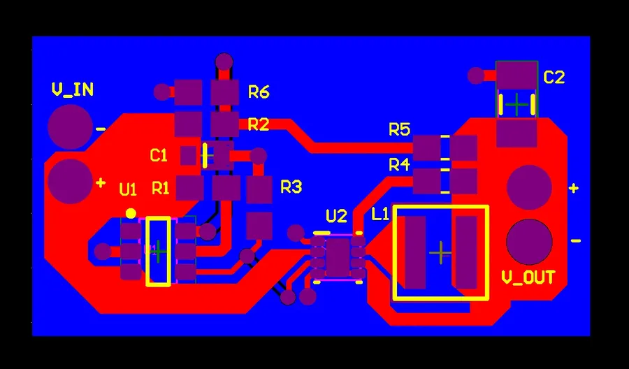 A view of a PCB design file in Gerber format.