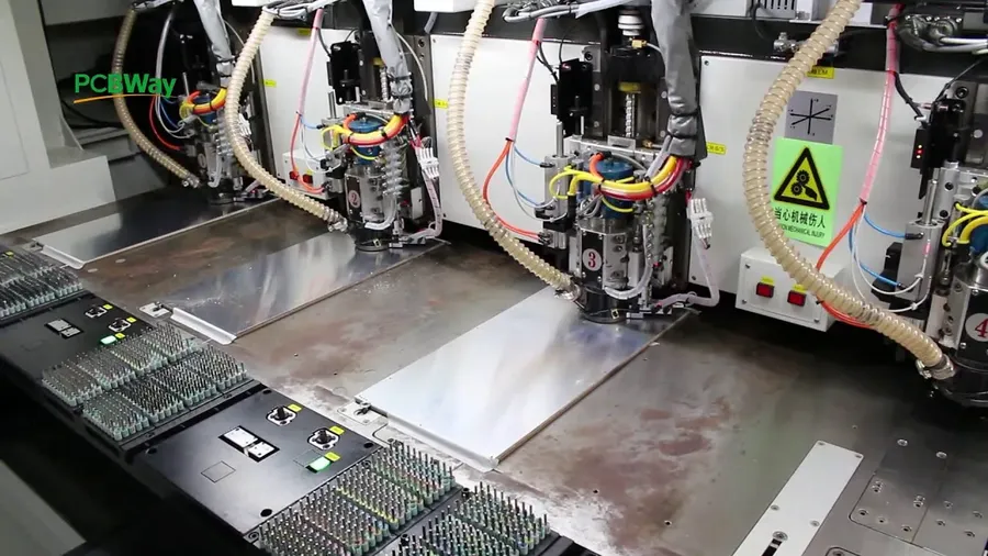 Various machines in a PCB manufacturing facility.