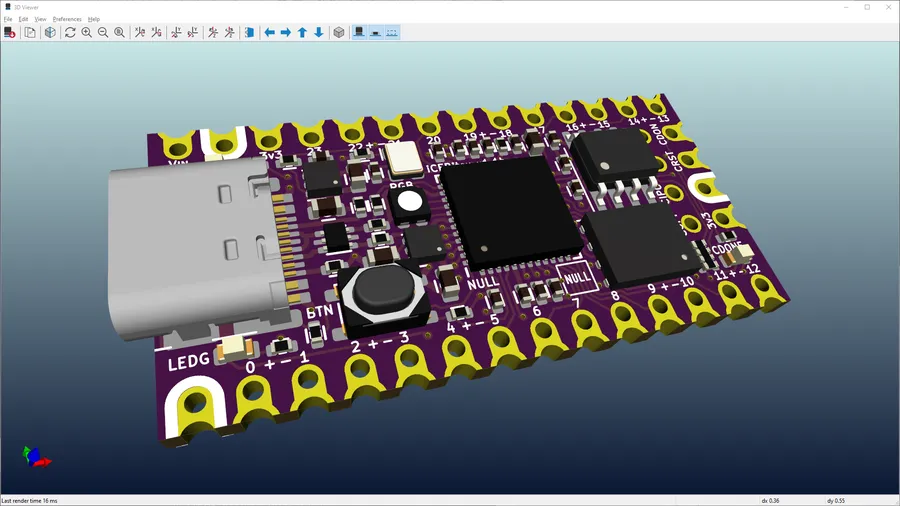 A screenshot of an open-source PCB design software.