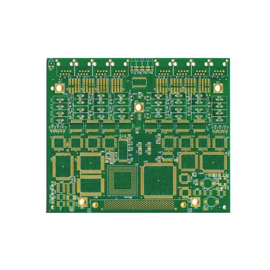 A close-up view of a multilayer PCB showing intricate layers and circuitry.