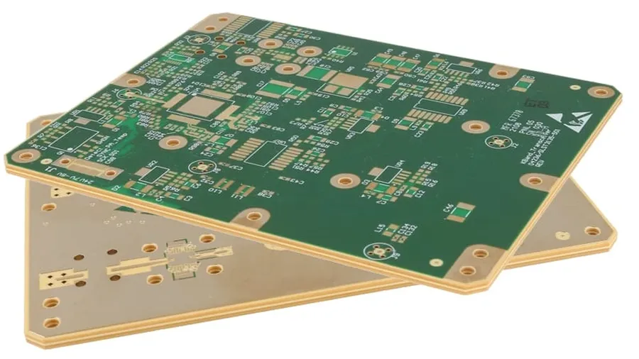 A sheet of FR4 material used in PCB fabrication.