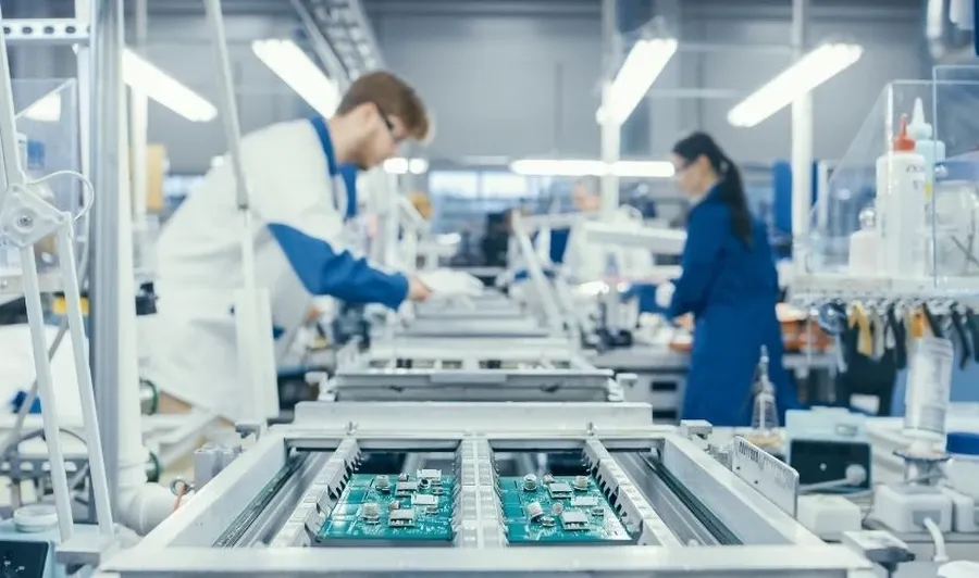 A general view of a PCB manufacturing facility.