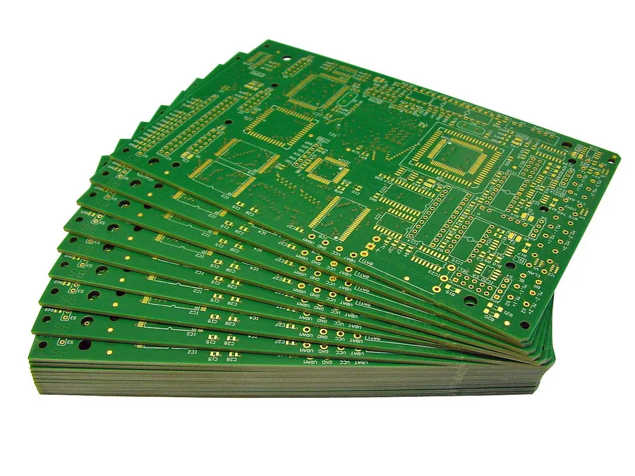 A close view of high precision PCBs being assembled in a European factory.