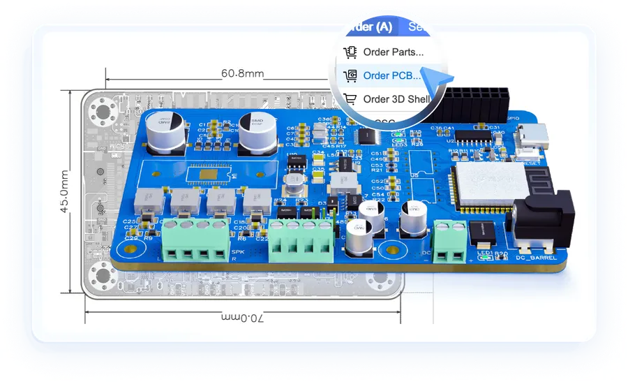 A screenshot of an online platform for ordering PCBs.