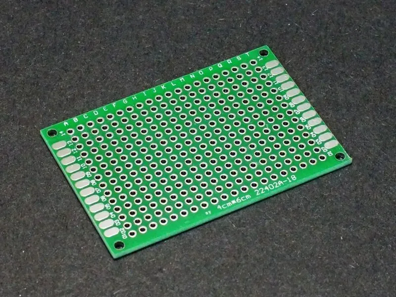 A close-up of a PCB prototype board, showcasing the components.
