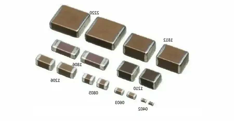 Various sizes of ceramic capacitors.