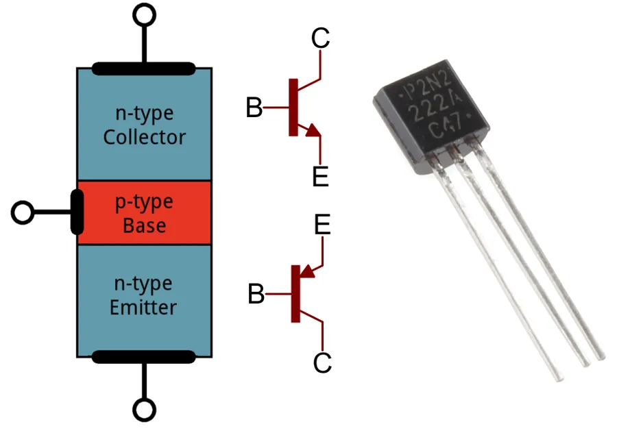 A transistor with its leads visible.
