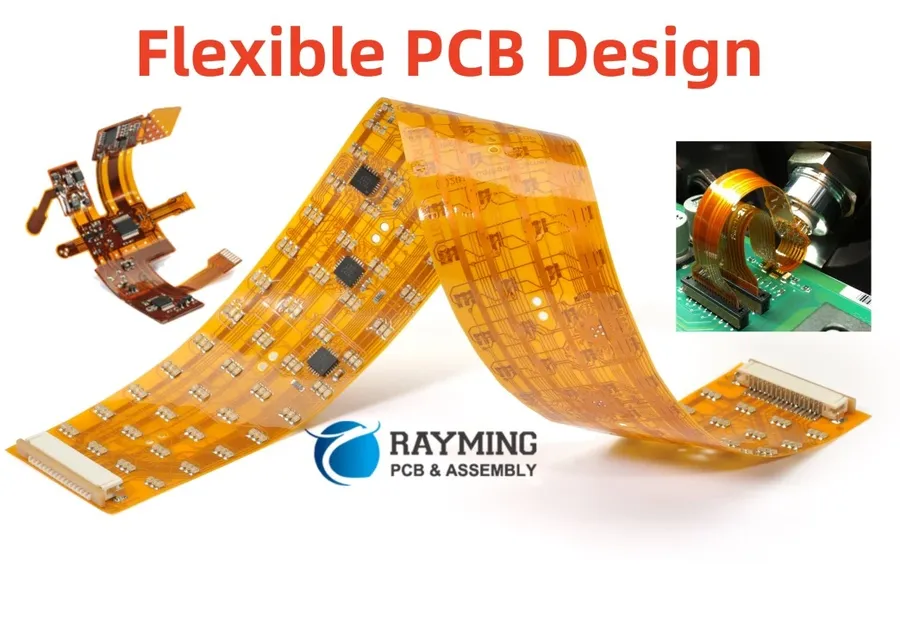 A computer screen displaying the design layout of a flexible PCB.