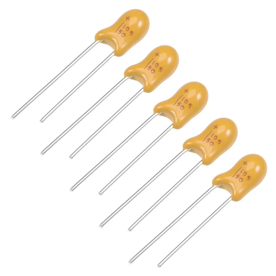 An electrolytic 1uF capacitor.