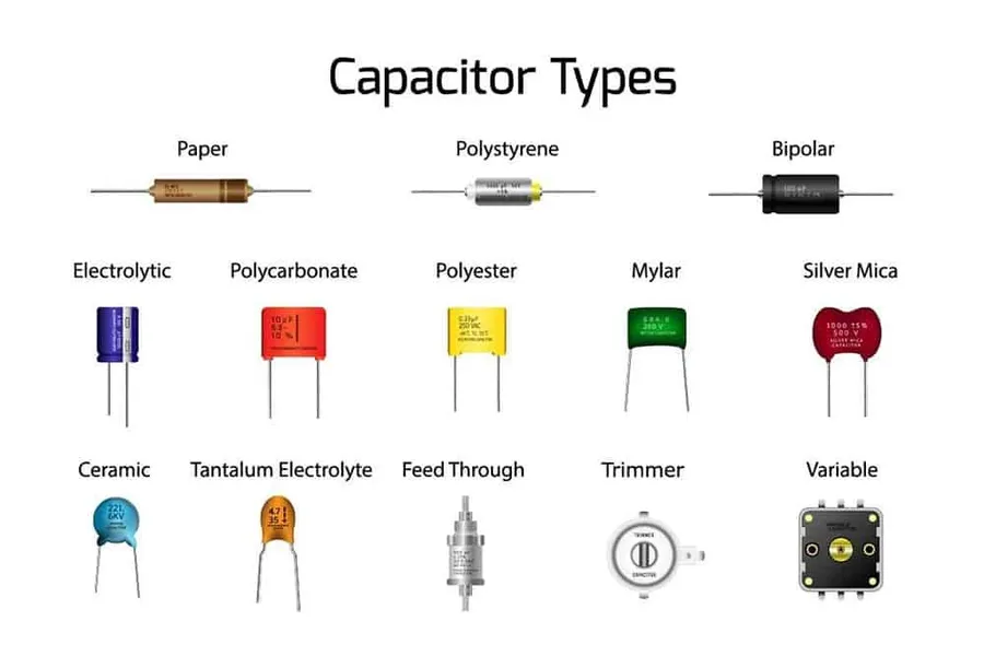 Close-up view of a capacitor with its code markings visible.