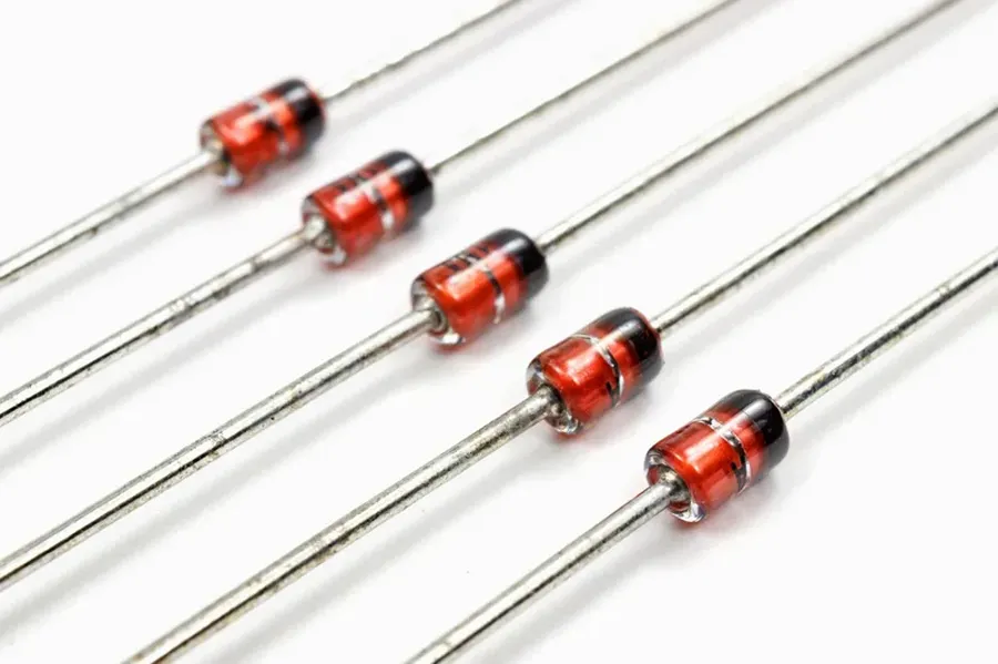 A close-up view of a diode.