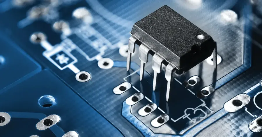 A comparison image showing both surface mount (SMT) and through-hole components on a circuit board.