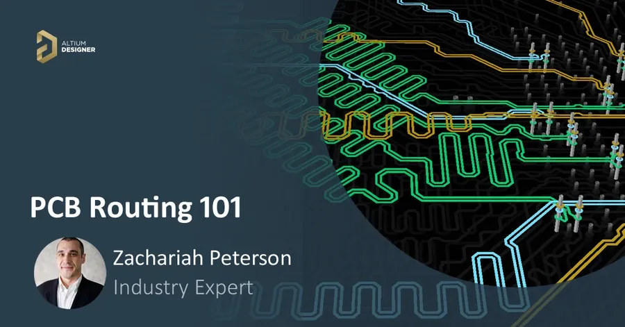 Close-up of PCB routing in Altium Designer.