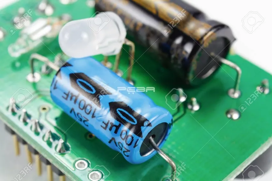 A circuit board with 1N4148 diodes in various locations.