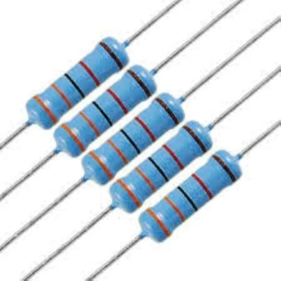 A collection of 1k, 10k, and 20k ohm resistors.