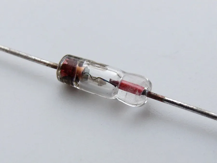 A close-up view of a diode.