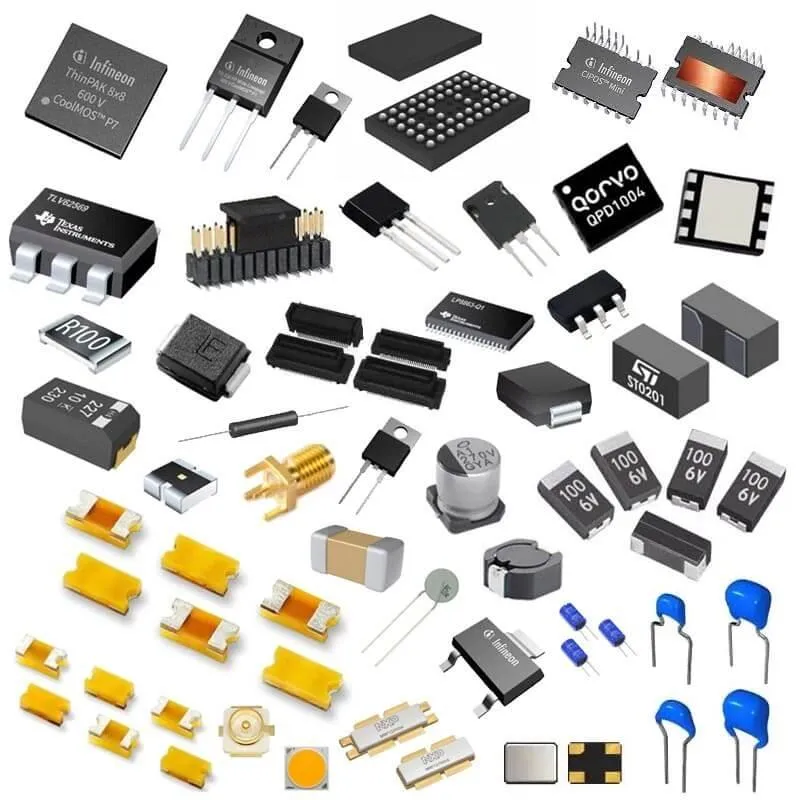 Various electronic components used on a printed circuit board.