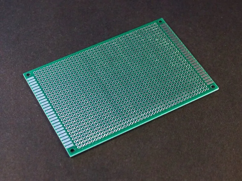 A close-up view of a PCB prototype board.