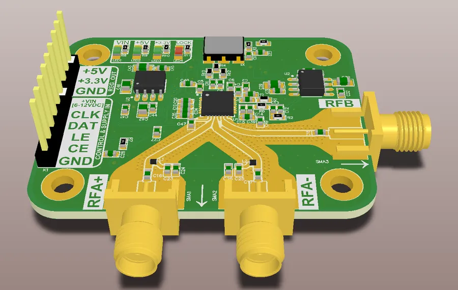 Different RF PCB trace routing examples.