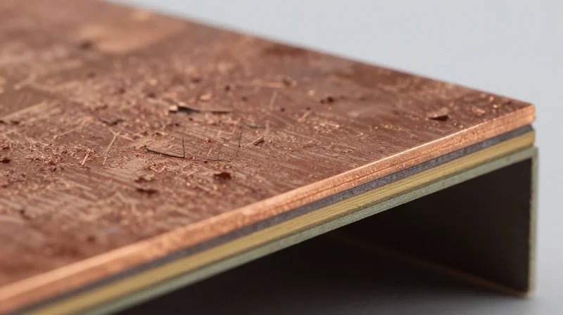 Cross section of a multi-layer PCB showing substrate layers