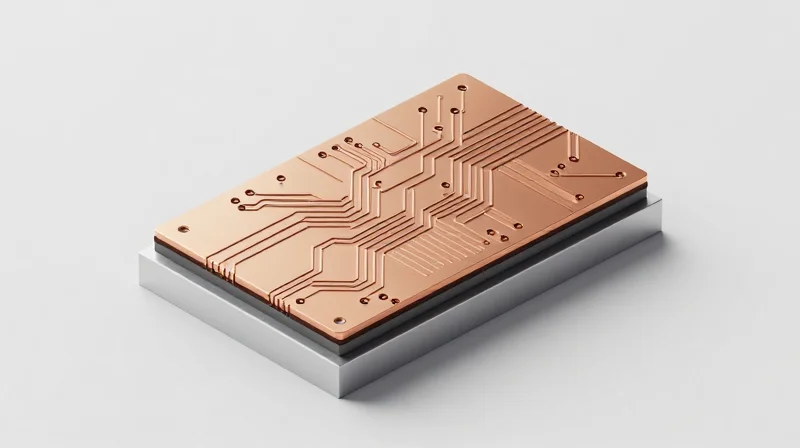 Cross section of an aluminum core PCB showing metal base and dielectric layer