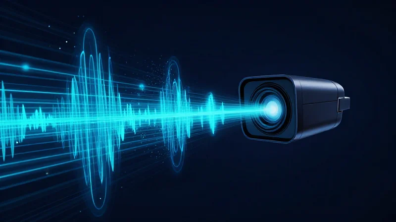 Abstract representation of high-frequency radar waves emitting from an autonomous vehicle sensor