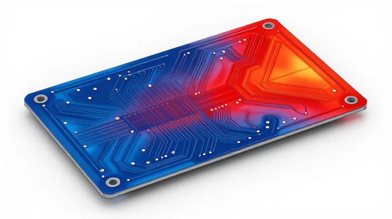 Heat map visualization of a radar sensor PCB under varying temperature conditions