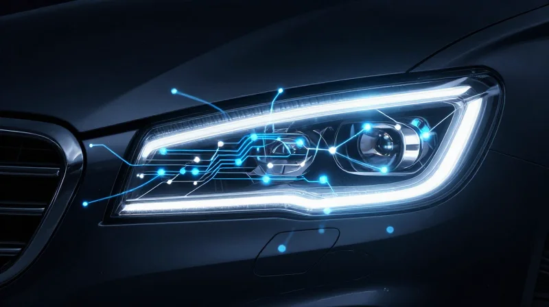 Stylized representation of automotive lighting system connectivity