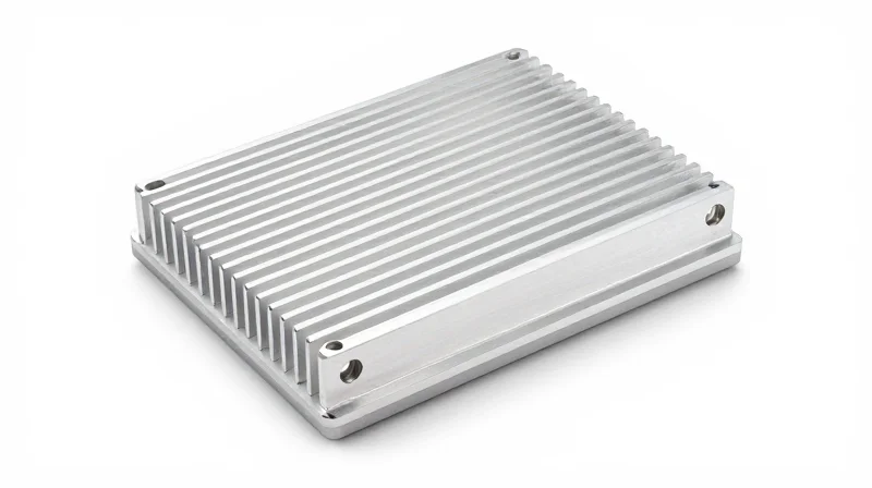 A high-precision aluminum heat sink component designed for automotive lighting, studio photography.