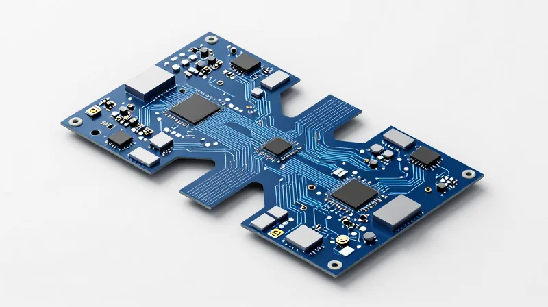 Isometric 3D model of a high-frequency rigid-flex LiDAR sensor circuit board