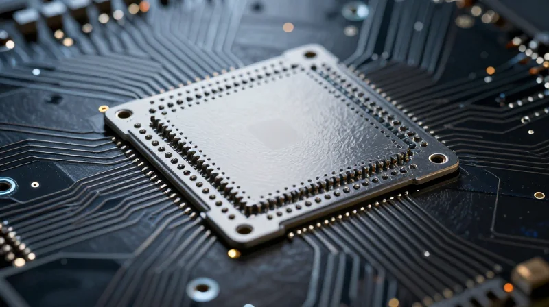 Close-up conceptual visualization of HDI micro-via structures