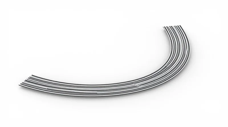 Conceptual 3D rendering showing the curvature and bend radius of a flexible circuit