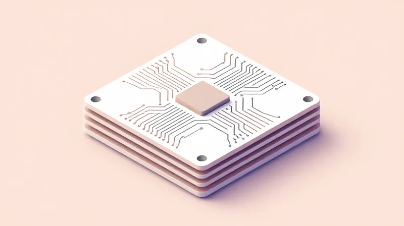 Isometric view of a complex 3D printed circuit board layout