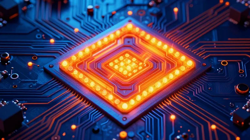 Thermal imaging view of an electronic component heat distribution