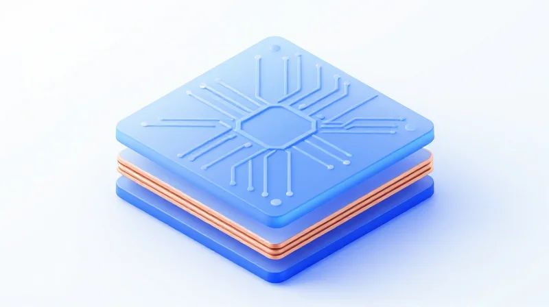 Isometric view of a complex multi-layer PCB stack-up