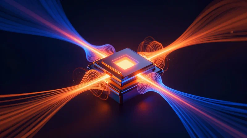 Conceptual 3D representation of electromagnetic field simulation