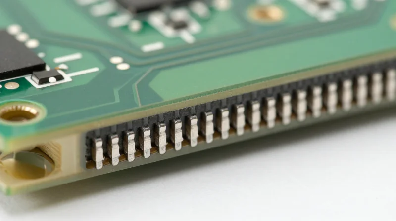 Close-up of a high-performance PCB substrate material showing layer cross-section