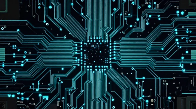 Abstract visualization of X-ray inspection technology for PCB solder joints