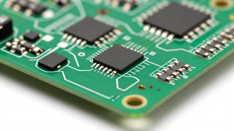 Macro view of precise solder mask dams on a circuit board