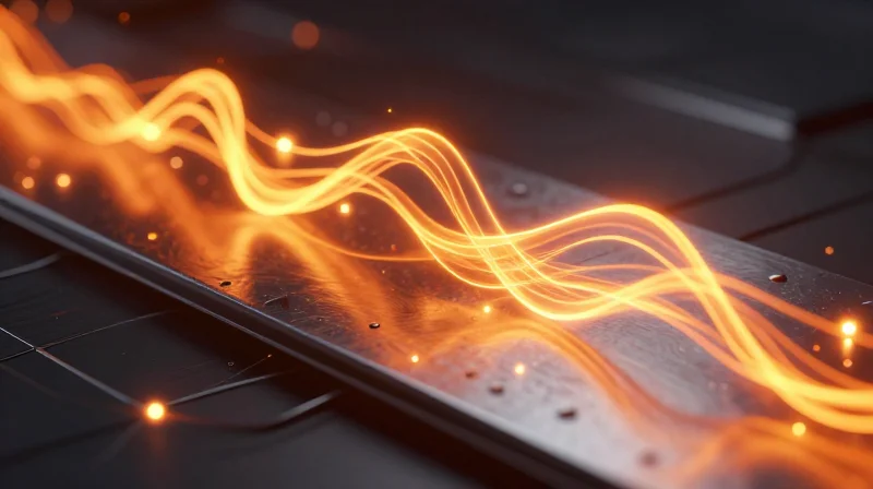 Abstract representation of heat transferring away from LEDs on an aluminum board