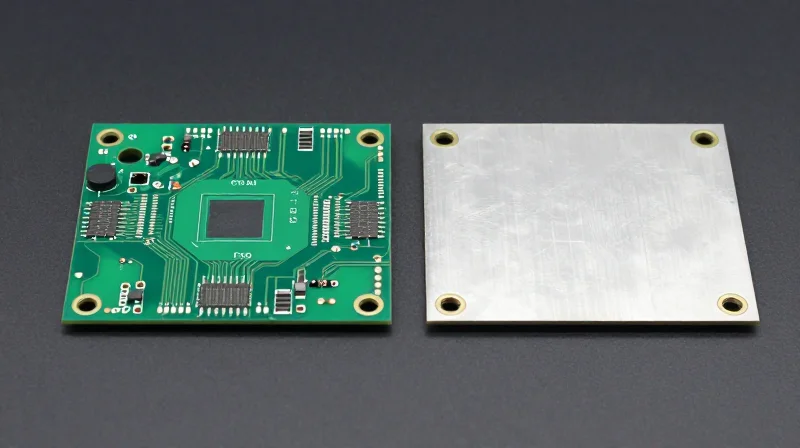 Side-by-side comparison of a standard circuit board and an aluminum core circuit board