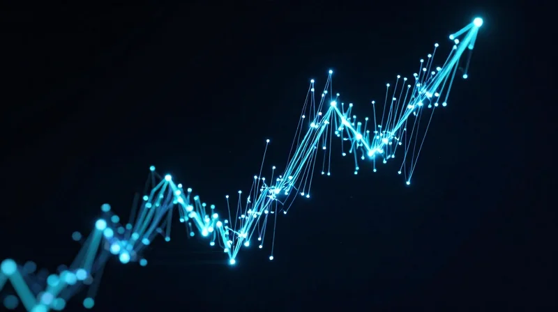 Abstract visualization of cost reduction and data growth in technology