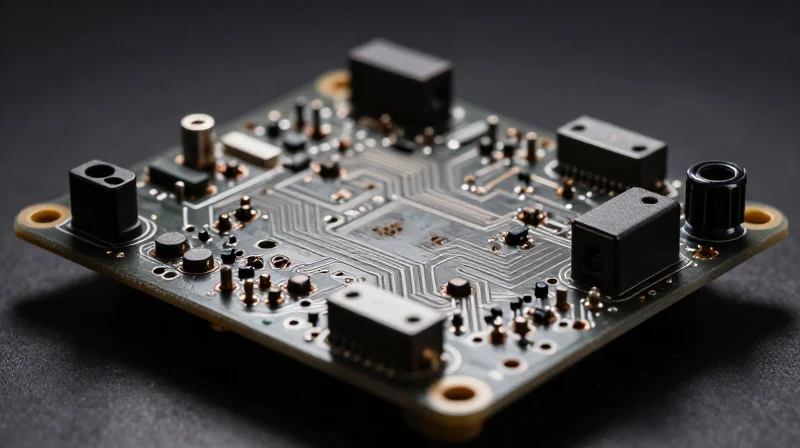 A close up view of a weathered legacy electronic circuit board