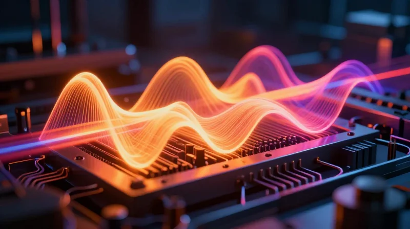 Abstract representation of thermal stability testing in an industrial sensor environment