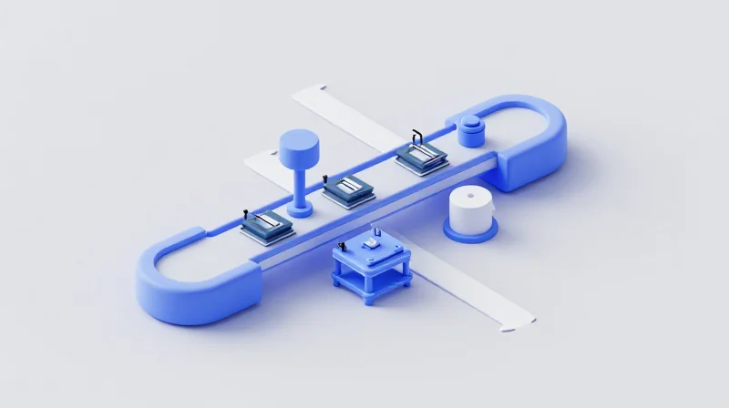 Isometric 3D view of a modular electronics assembly facility