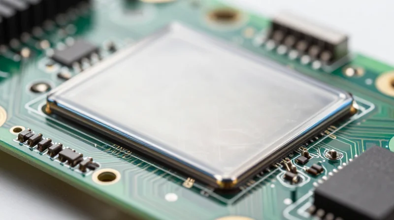 A close-up view of a conformal coated circuit board showing high corrosion resistance