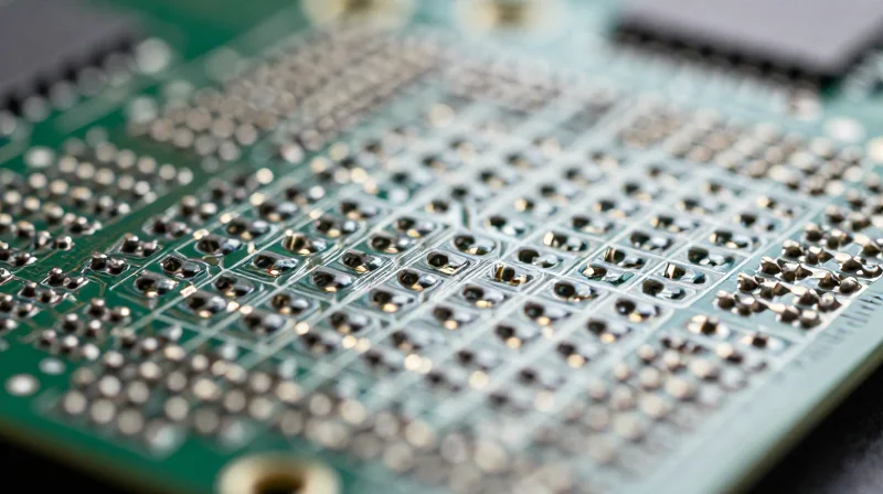 Array of thermal vias connecting layers in a PCB