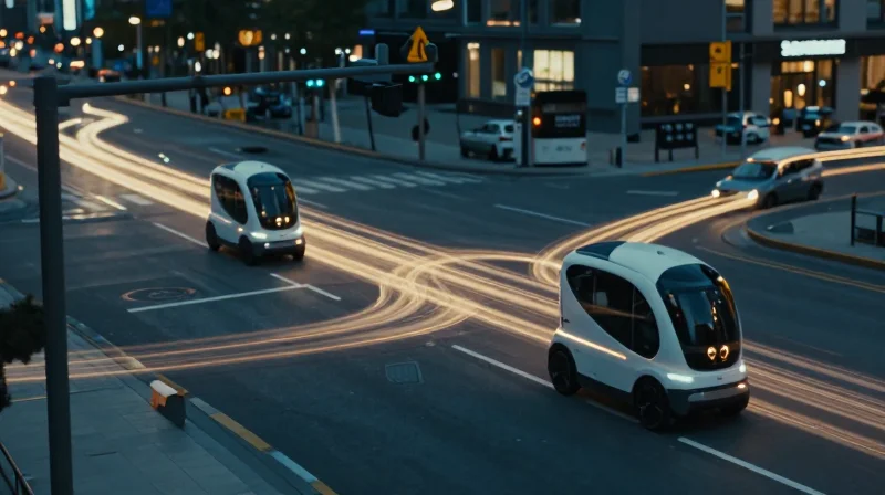 Advanced V2X autonomous vehicle infrastructure conceptual visualization