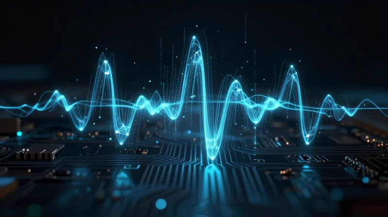 Abstract digital data visualization representing signal integrity