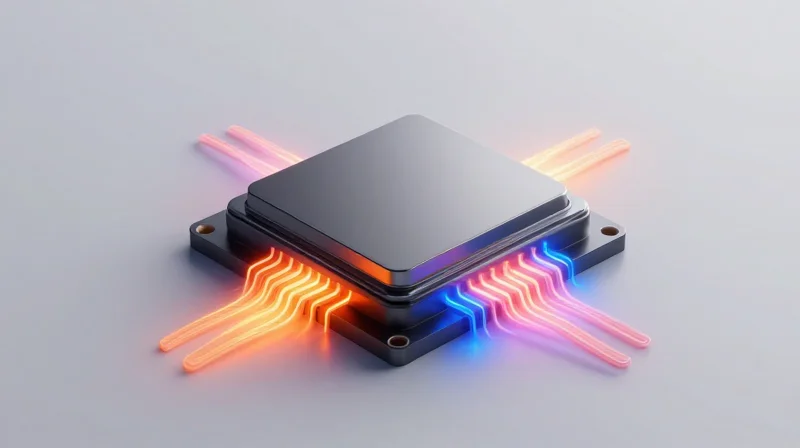 Conceptual visualization of thermal heat spreading on an electronic component